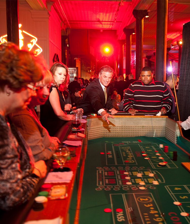 Group playing craps at private event